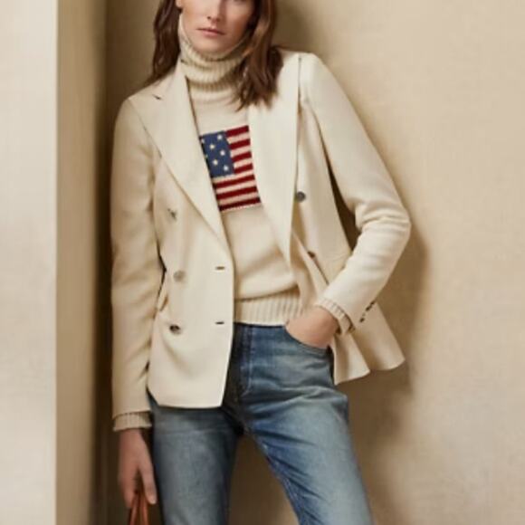 RALPH LAUREN Flag Cashmere Turtleneck Sweater - Cream S Small Purple Label - Picture 12 of 12